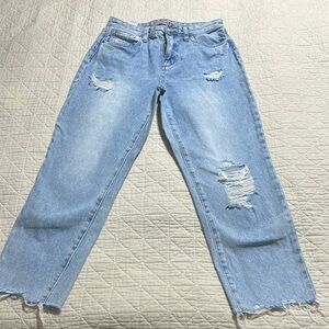Women's Light Blue Distressed Jeans